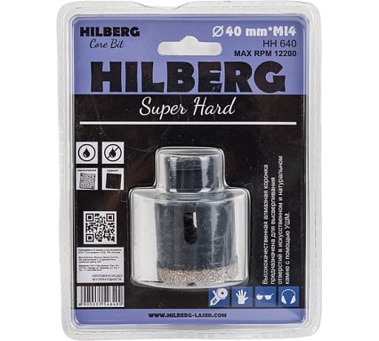 Коронка алмазная по керамике и керамограниту Super Hard (40 мм; M14) Hilberg HH640