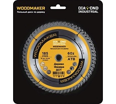 Диск пильный по дереву Woodmaker 185x20/16 мм, Z=60 ATB Diamond Industrial DIDD185Z60