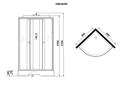 Душевая кабина Niagara Promo P80/26/MT 80x80 стекло матовое, без г/м