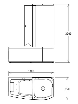 Акриловая ванна Gemy G8040 B R 170x85