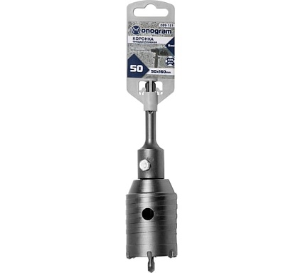 Коронка твердосплавная с адаптером по бетону Basis (50х50х160 мм; SDS-plus) MONOGRAM 089-151
