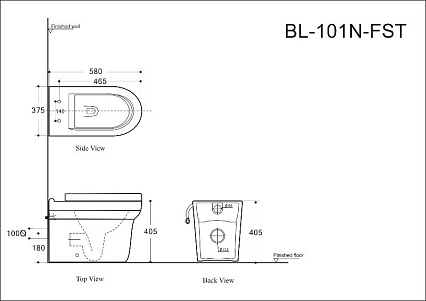 Приставной унитаз Aquanet Rimless Nova BL-101N-FST