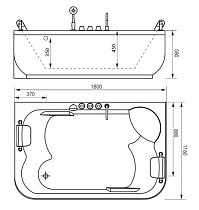 Акриловая ванна Gemy G9085 B 180x116 с г/м, правая