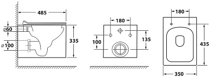 Подвесной унитаз Owl 1975 Cube Circel-H, безободковый, с микролифтом