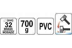 Безынерционный молоток Yato 700 г, с латунным наконечником YT-46191