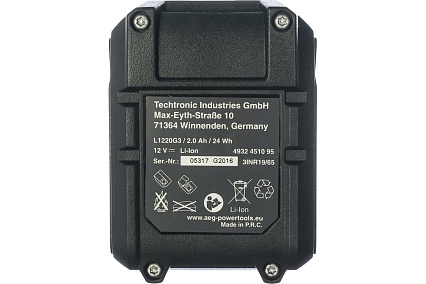 Аккумулятор L1220G3 (12 В; 2 A*ч; Li-Ion) AEG 4932451095