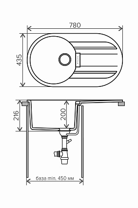 Кухонная мойка Tolero TL-780 №701 78 см серый