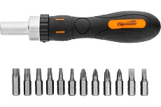 Реверсивная отвертка с набором бит Sparta CrV, 12шт 11347