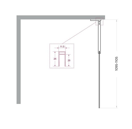 Душевая перегородка Belbagno UNO-L-1-TB-110-C-Cr 110x200 прозрачная, хром