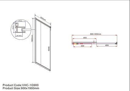 Душевой уголок Vincea Гарда (Garda) VSS-1G8590CLGM 90x85 вороненая сталь, прозрачное