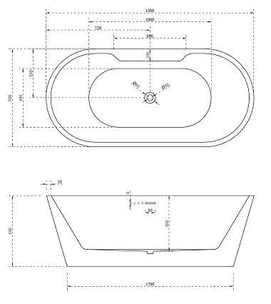 Акриловая ванна Abber AB9299-1.5 150x70, белый