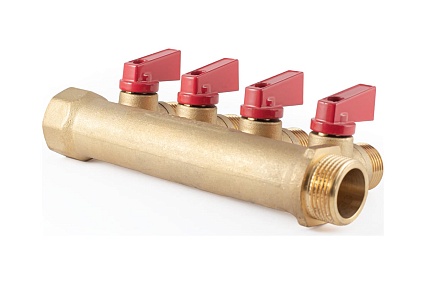 Коллектор с шаровыми кранами PROFACTOR в/н 3/4" х 4 вых 1/2"нар PF MV 264.4