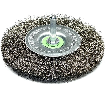 Щетка дисковая гофрированная Lessmann Д100x10, ROF 0.30 мм, хвостовик 6 мм 410155