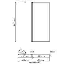 Шторка для ванны WasserKRAFT Salm 27P02-110 Fixed 110х140 см хром