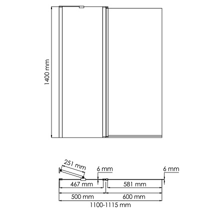 Шторка для ванны WasserKRAFT Salm 27P02-110 Fixed 110х140 см хром