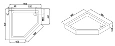 Поддон для душа Black&White Stellar Wind Easy Plumb P-09H 90x90 пятиугольный