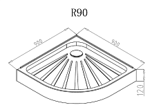 Поддон для душа Cerutti R90 90x90 четверть круга