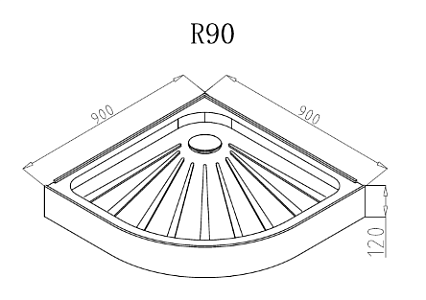 Поддон для душа Cerutti R90 90x90 четверть круга