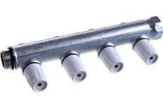 Коллектор Tiemme НВ, 3/4&quot;, 4х3/4&quot;EK, Н 50 мм, хромированный, с вентилями 1860015