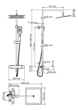 Душевая стойка WasserKRAFT A29901 Thermo черный матовый