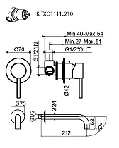 Смеситель для раковины Plumberia IXO KITXO1135OR210, излив 21 см золото