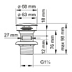 Донный клапан WasserKRAFT Wern A073 с переливом, матовый хром