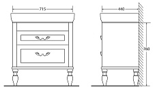 Тумба с раковиной BelBagno Prado 80 см Bianco Lucido, фигурные ножки