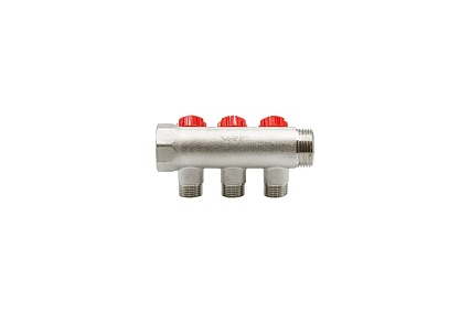 Коллектор VRT 1"x1/2", с регулировочными вентилями, 3 выхода 524074