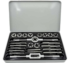 Набор метчиков и плашек TORNERI М5 - М12 (24 предмета) в металлическом кейсе Т023750