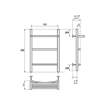 Полотенцесушитель водяной Point PN04155P П2 50x50, с полкой, хром