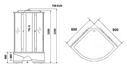 Душевая кабина Niagara Ultra NG-708-01N 90x90 стекло прозрачное с полосой