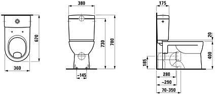 Чаша для унитаза Laufen Pro 8.2495.9.000.000.1 с полочкой