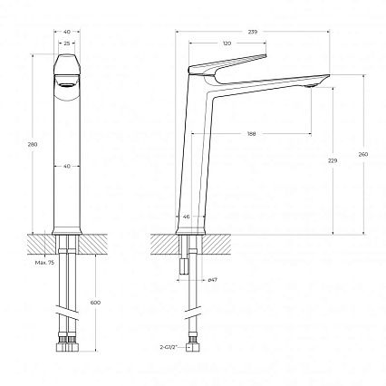 Смеситель для раковины Cezares LINER-LC