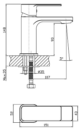 Cмеситель для раковины Orange Plito M16-021cr