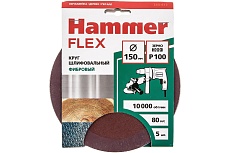 Круг шлифовальный фибровый Flex 243-017 (5 шт; 150 мм; P100; 10000 об/мин; 80 м/с) Hammer 526848