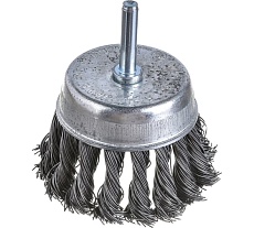 Щетка металлическая со шпилькой крученая чашка 75 мм для дрели ON 20-02-275