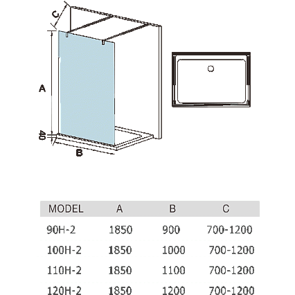 Душевая перегородка WeltWasser WW400 100H-2 100x185 прозрачная, 10000001235