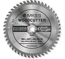 Диск пильный по дереву MKSS Toolbox Woodcutter WC1850 185x48Тх30/20/16 мм WC18504830