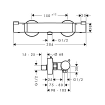 Смеситель для душа Hansgrohe Ecostat Comfort 13116000 термостат