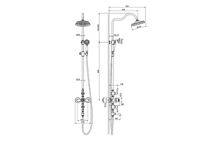 Душевая стойка Aquatek Классик AQ2543CR термостат, хром