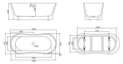 Акриловая ванна BelBagno BB406 165x73 белый