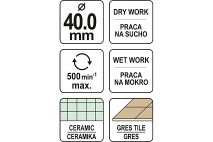 Сверло алмазное по керамограниту 40 мм Yato YT-60431