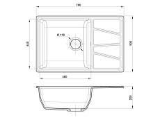 Кухонная мойка GranFest Vertex GF-V-780L 78 см серый