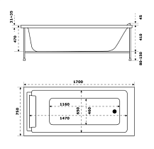 Акриловая ванна Jacob Delafon Spacio 170x75 без подушки