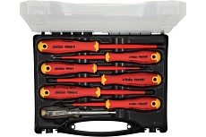 Набор диэлектрических отверток SL/PH/PZ E-Slim, отвертка тестер напряжения сети Felo Ergonic в кейсе, 7 шт 41380736