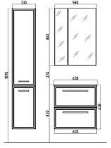 Зеркальный шкаф Raval Quadro/Fest 60 см Qua.03.60/W белый