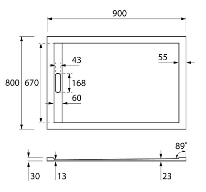 Поддон для душа Cezares TRAY-AS-AH-90/80-30-W 90x80 из мрамора