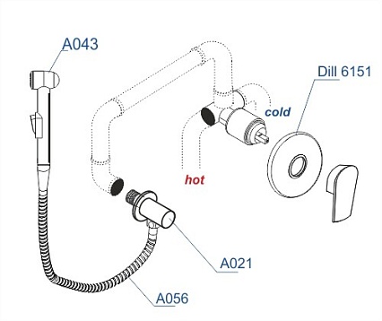 Смеситель для биде WasserKRAFT Dill A06156 со шлангом 100 см