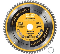 Диск пильный по дереву Woodmaker 255x30/25.4 мм, Z=60 ATB Diamond Industrial DIDD255Z60