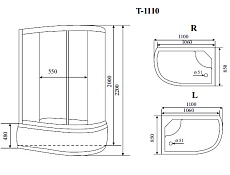 Душевая кабина Timo Standart T-6610SL Silver Fabric L 110x85, без г/м, матовые стекла, хром